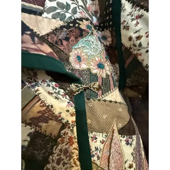 FESTIVAL Patchwork Quilt Large Jacket Upcycled Handmade Kimono Artsy New - Read - Picture 3 of 16